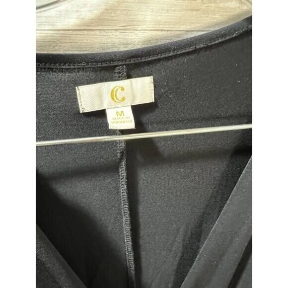 Women's Elasticated Waist Long Sleeve Wrap Jumpsuit Black Medium - Picture 4 of 6